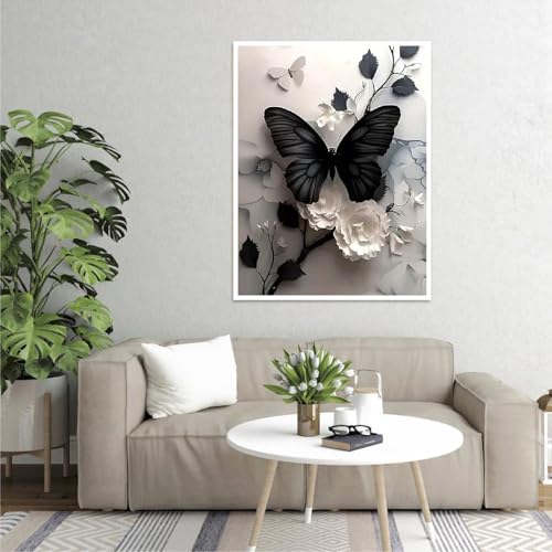 VIGEGU Butterfly Paint by Numbers Kit for Adults Beginner with Framed | Easy Adult Paint by Number Kits on Canvas DIY Painting for Beginners Art by Numbers for Home Wall Decor 10x12 Inch - color: Paint by Numbers kit for Adults-1124-3