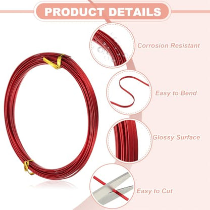 uxcell 18 Gauge Flat Aluminum Wire, 16.40 ft 3mm Wide Aluminum Crafts Wire for Flower Bonsai Crafts Carving DIY Bezel Sculpting Gem Metal Wrap, Bright Red - color: Bright Red, size: 3mm