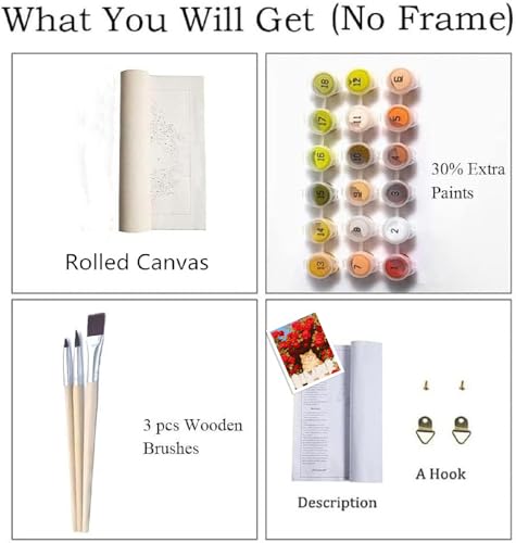 ZRIZQ Paint by Numbers Kit for Adults Beginner Animal,Cat Rose,16x20 | Full set with wooden brushes,rolled canvas,rich paints.Calming activity.Beginner friendly.Just open and paint. - color: 16"X20"Rolled Canvas(Frameless)-Cat 13