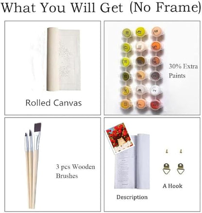 ZRIZQ Paint by Numbers Kit for Adults Beginner Animal,Cat Rose,16x20 | Full set with wooden brushes,rolled canvas,rich paints.Calming activity.Beginner friendly.Just open and paint. - color: 16"X20"Rolled Canvas(Frameless)-Cat 13