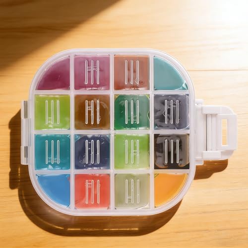 4-Piece Paint Storage Palette Insert Set with Removable Silicone Liners - Airtight Seal Keeps Gouache, Acrylic & Watercolor Paints Moist for Days, Compact 3.5x3.5x0.95in