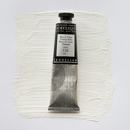 Sennelier Extra-Fine Artists' Acrylic, 60ml, Titanium White S1, 2.02 Fl Oz (Pack of 1) - color: Titanium White S1, size: 2 Fl Oz (Pack of 1)