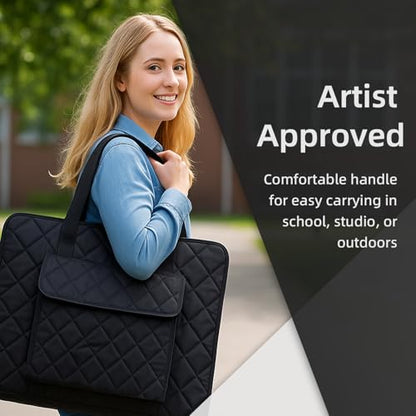 JJRING 24x36 Quilting Canvas Art Portfolio Case Bag, Black | Lightweight Portable Storage Case For Posters, Artwork, Drawing & Sketching Boards - size: 24*36