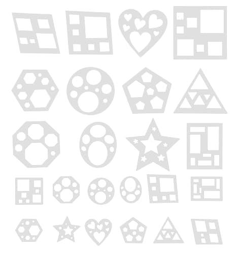 12 PCS Shape Stencils, White Geometric Stencils Drawing Template Set | Reusable Circle Square Heart Star Shapes Stencils, For Scrapbooking, Painting