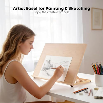 Wooden Table Top Easels for Painting A2 25.6"x18.9" Tabletop Easel - size: A2(25.6"x18.9")