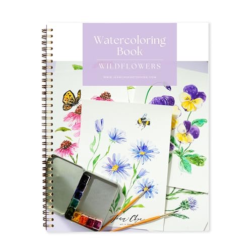 Wildflower Watercolor Workbook with Real Cold Press Cotton Watercolor Paper, Pre-Outlined Designs, Step-by-Step Instructions & Online Videos – Premium Botanical Art Book for Adults & Beginners - style: Wildflower