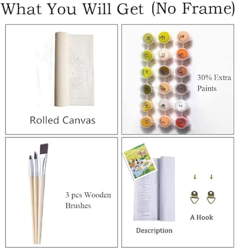 ZRIZQ Picnic Paint by Numbers Kits for Adults Beginner,Landscape,16x20 | Full set with rich paints,wooden brushes,rolled canvas.Calming activity.Beginner friendly.Just open and paint. - color: 16"X20"Rolled Canvas-Picnic Scenery