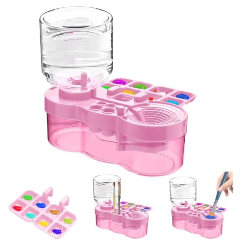 Upgraded Paint Brush Cleaner Tool,Brush Rinser Cup Painting Running Water Circulation Art Supplies for Acrylic,Watercolor and Water Based Creative Gift for Adult Artist Beginner and Painter - color: Pink