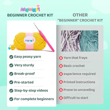 Mewaii Summer Duck Crochet Kit for Beginners, 40% Extra Yarn - color: Blue and Yellow