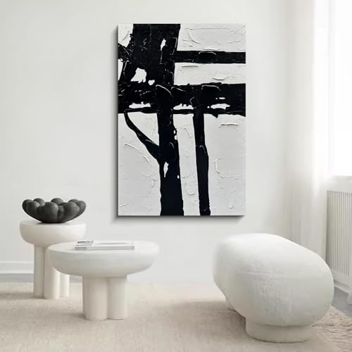 NANKAI Art Hand-drawn black and white abstract decorative oil painting - color: NKHB009