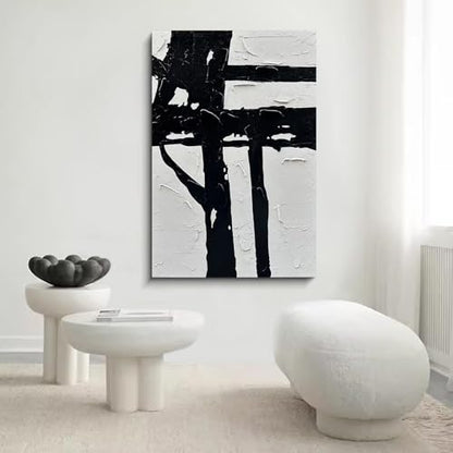 NANKAI Art Hand-drawn black and white abstract decorative oil painting - color: NKHB009