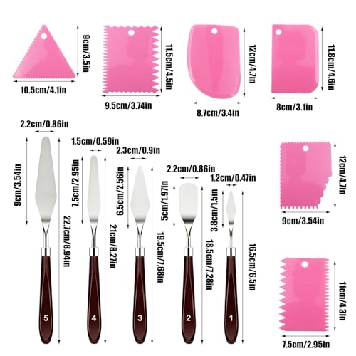 11 Pcs Painting Palette Knife Set - color: Pink