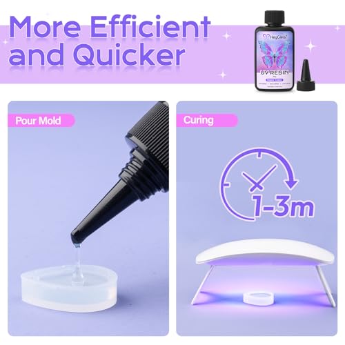 HeyClear 500g UV Resin Kit Clear UV Epoxy Glue Fast Curing for DIY Crafts | Crystal Clear, Hard, Low Odor Premixed UV Resin Glue kit for Beginners Jewelry Making, Casting Coating and Resina Art - size: 500g