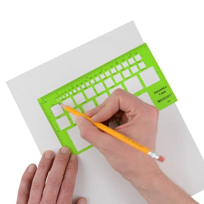 Westcott T-828 Technical Squares Drawing and Drafting Template, Plastic Template Tool, Green