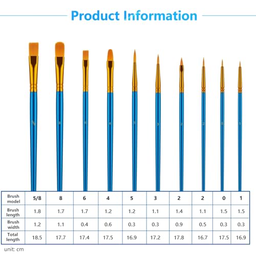 Paint Brushes, Paint Brush Set for Acrylic Painting, 20 Pcs Solid Wood Handel Oil Watercolor Paintbrushes with Nylon Hair Brushes for All Purpose Painting Artist Professional Kits, Blue