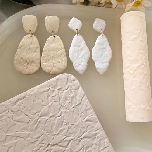Polymer Clay Texture Roller Work with Polymer Clay Cutters for DIY Earrings Jewelry Making Craft Supplies (Texture B) - color: Texture B