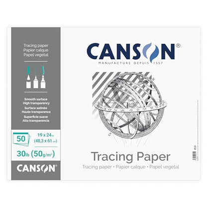 Canson Artist Series Tracing Pad Tape Binding, 50 Sheet, Art Supplies for Students & Professionals 19x24 inch - size: 19x24 inch