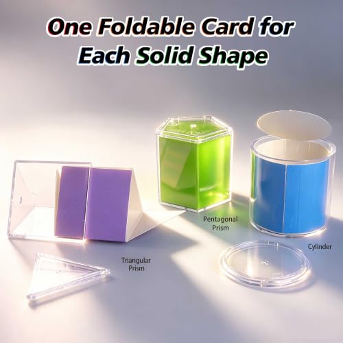 3D Transparent Geometric Solids Set with 2D Nets, Math Learning Tools