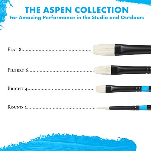 Princeton Aspen Acrylic & Oil Brush Set, Synthetic, 4 Piece, 1 Count