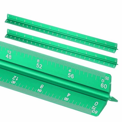 HARFINGTON 2 Pcs Architectural Scale Ruler, 12 Inch Standard Aluminum Alloy Architect Triangular Large Scale Laser-Etched Blueprint Drafting Ruler for Architects Engineers, Green - color: Green, size: 12 Inch