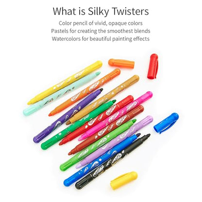 COLORIX AMOS Twistable Crayons – 12 Silky Gel Crayons for Kids, Non Toxic Twist Up, Easy to Hold, Mess-Free Drawing for Travel, Arts & Crafts, Creative School Supplies - style: Silky Twisters
