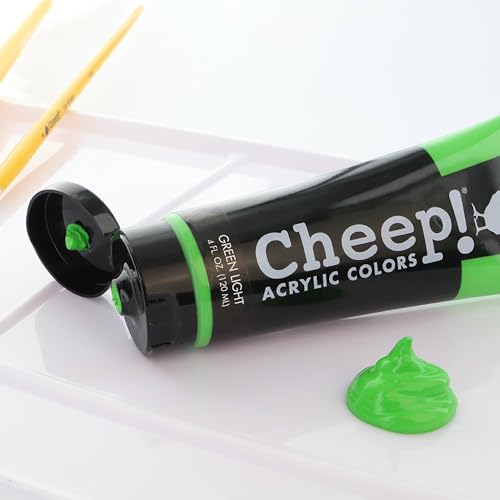 Cheep! Acrylic Paints, 4 oz. Tube - Green Light, Perfect for Artists - Quality Acrylic Paint Heavy Body Paint Artist and Student - color: Green Light
