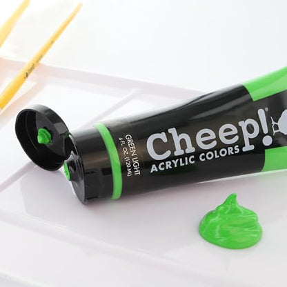 Cheep! Acrylic Paints, 4 oz. Tube - Green Light, Perfect for Artists - Quality Acrylic Paint Heavy Body Paint Artist and Student - color: Green Light
