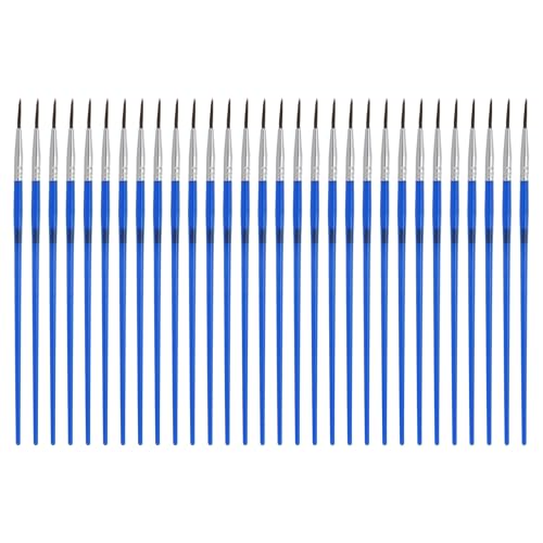 MECCANIXITY 30Pcs Fine Pointed Miniature Paint Brushes, Small Detail Paint Brush for Acrylic Watercolor Oil Model Painting Crafts Rock Painting and DIY Art(Blue #000) - color: Blue, size: #000