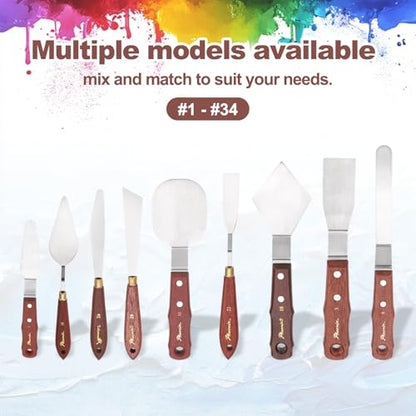 MECCANIXITY Pack of 1 Large Palette Knife No.7, 10.2" Long Palette Knives with Stainless Steel Flexible Spatula Pallet Knife and Wood Handle for Scraping, Mixing, Oil Acrylic Painting Canvas - style: No.7