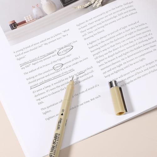 PATIKIL Fineliner Pens, 6 Pcs 05 0.45mm Fineliner Marker Black Waterproof Ink Archival Drawing Pens Art Supplies Set for Sketching Journaling Scrapbooking Artist Illustration - size: 05 0.45mm