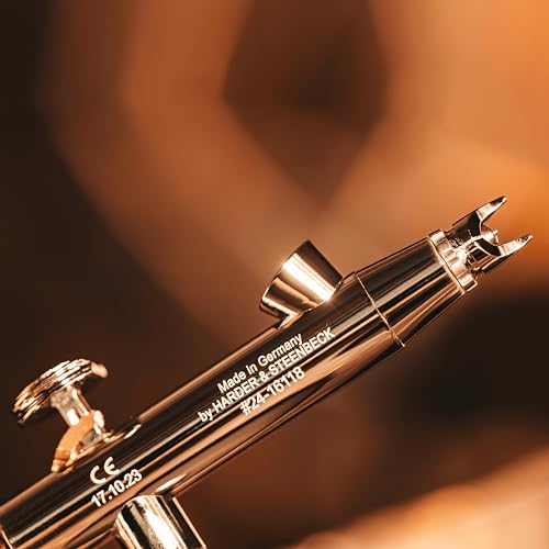 Harder & Steenbeck Evolution 2024 CRplus, German-Engineered Airbrush | Dual Action Painting Set with Gravity-Feed Airbrush, 0.28mm Self-Centering Nozzle, 5ml paint Cup -121231 - size: 0.28mm Nozzle, 2ml Cup