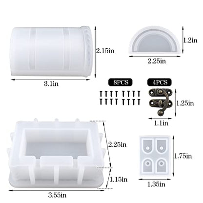 Actvty Silicone Box Mold for Resin Casting, Treasure Chest Silicone Mold with Hasp Lock, Dice Storage Container for DIY Jewelry Dice Box Home Decor Resin Art Gifts