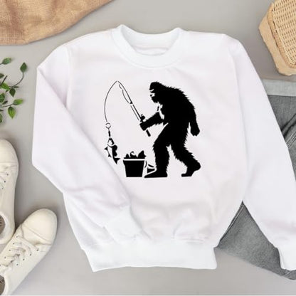 Sasquatch Fishing Stencil for Painting, 11.8"x11.8" Reusable Sasquatch Stencil Drawing Template, DIY Craft Paint Template for Wall Home Decor Wood Burning Card Journal Canvas - style: Fishing