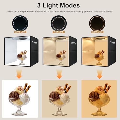 Light Box Photography, 16x16 inch Large Photo Light Box with 224 LED Beads, CRI >95, Professional Portable Photo Booth Shooting Tent Kit with 6 Color PVC Backdrops for Product Photography - size: 16"x16"x16"