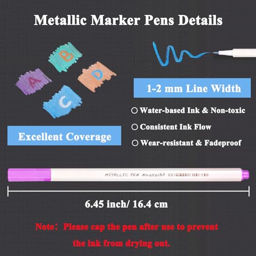 SAYEEC Metallic Brush Pens 15 Colors Art Metallic Markers Soft Brush Tip Calligraphy Paint Pens for Black Paper Rock Painting Card Making Wine Glass Easter Egg DIY Album Scrapbook Crafts - color: 15 Colors Brush Tip