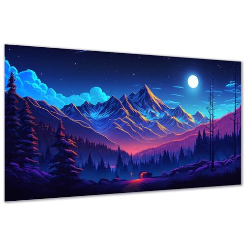 DDGEMART Diamond Painting Kit, 5D Full Drill Moonlight Mountain Night Starry Sky Landscape Art for Adults & Beginners, Large 28x16 inch - color: Mountain Landscape