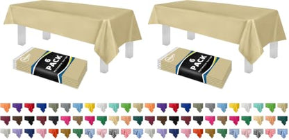 Plastic Table Cloth Disposable 6 Pack 54 x 108 Inch Rectangle Table Cloths - color: Beige, size: 54 inches x 108 inches Rectangle (Pack of 2)