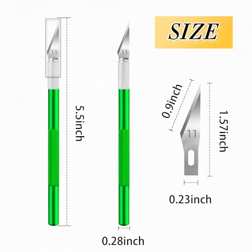 JTIEO Exacto Knife,Hobby Knife,74 Pack with 4 Upgrade Sharp Hobby Knives and 70 Spare Exacto Knife Blades for Art, Scrapbooking (Green) - color: Green