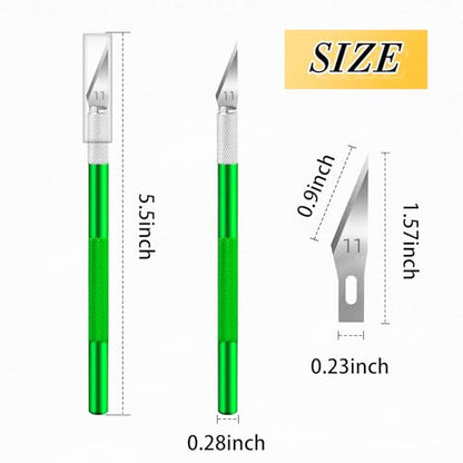 JTIEO Exacto Knife,Hobby Knife,74 Pack with 4 Upgrade Sharp Hobby Knives and 70 Spare Exacto Knife Blades for Art, Scrapbooking (Green) - color: Green
