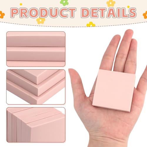 6 Pack 2"x2" Pale Pink Rubber Stamp Carving Blocks - Soft Linoleum Material for DIY Craft Projects & Handmade Stamps - size: 2"x2"