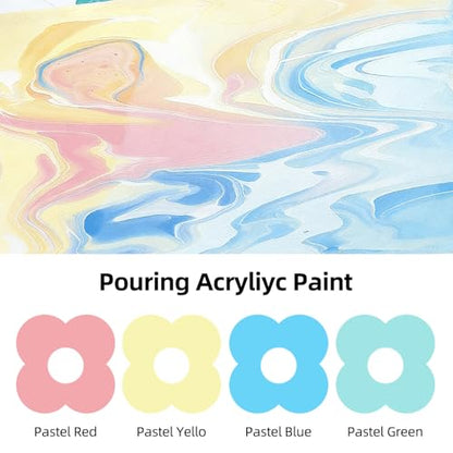 Colorful Pastel Series Acrylic Pouring Paint Set, 4 Colors, 3.34 oz Art Kit - color: Pastel Color