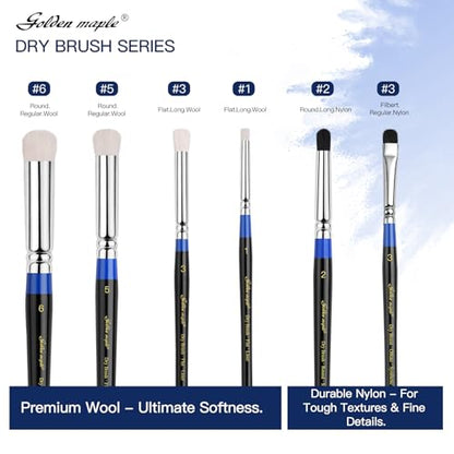 Golden Maple Dry Brushes for Miniature Painting - 6PC Drybrush Set Miniature Dry Brush for Model, Tabletop Wargames Miniature Acrylic Oil Painting, Blue - color: Blue