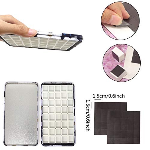 Honbay Watercolor Tins Palette Paint Case with 40pcs Plastic Half Pans (White Flower) - color: White Flower