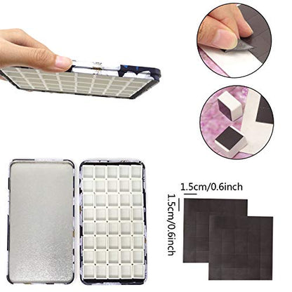 Honbay Watercolor Tins Palette Paint Case with 40pcs Plastic Half Pans (White Flower) - color: White Flower