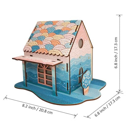 3D Diamond Painting Cabin Kit – DIY Full Drill Miniature House Craft with Rhinestones, Decorative Building Set for Adults & Teens (Mermaid Rainbow Cabin) - style: Mermaid Rainbow Cabin