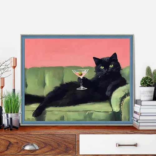 Cat Paint by Numbers Kit for Adults,Retro Paint by Number With Frame - color: paint by number-1009-2