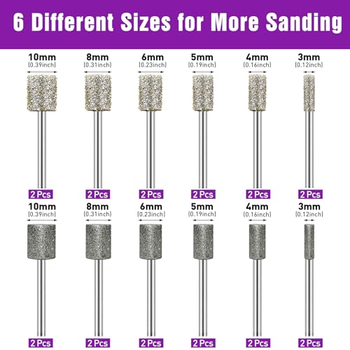Stone Carving Set Diamond Grinding Bit Compatible with Dremel, 50Grit 116Grit 24PCS Polishing Kit Diamond Bits 1/8" (3mm) Shank Accessories for Stone Glass Ceramics Carving, Polishing, Grinding - size: 24PCS
