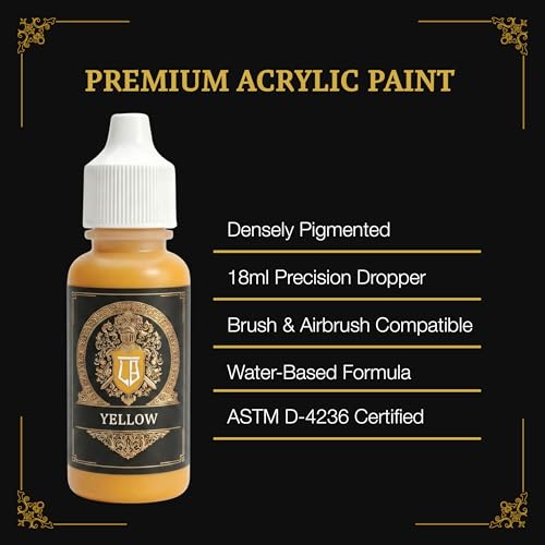 Ludus Bellum Miniature Paint Yellow Color 18ml Precision Dropper Bottle | Professional Acrylic Paint for Miniatures & Models, Provides Quality Acrylic Tones and Shades for Warhammer 40K D&D Figures - color: Yellow