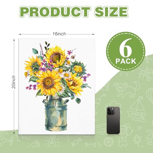 ESRICH Canvas for Painting 16x20 Inch, 6 Pack Canvas Boards for Painting Cotton Primed Acid Free Large Blank Canvas Panels for Oil Paint, Watercolor, Acrylic Paint, Gouache and Tempera. - size: 16*20in 6pack