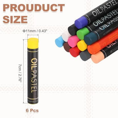 MECCANIXITY 6 PCS Oil Pastels, Soft Oil Chalk Pastels Crayons 11x70mm for Art Painting Drawing Blending, Color Crayons for Art Supplies Beginners, Yellow - color: Yellow